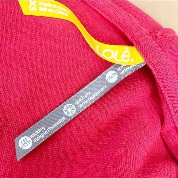 𝅺LOLE Peppermint Pullover Lightweight Cropped Hoodie Hot Pink Roll Tab Sleeves - Picture 9 of 13